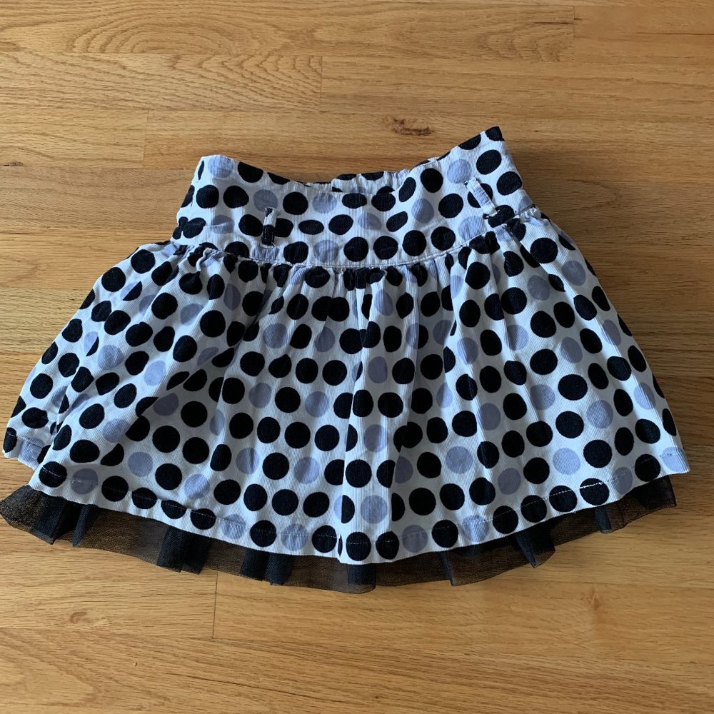 The Children's Place Cute Black/White/Gray Polka Dot Skirt for Girls Size 6X/7